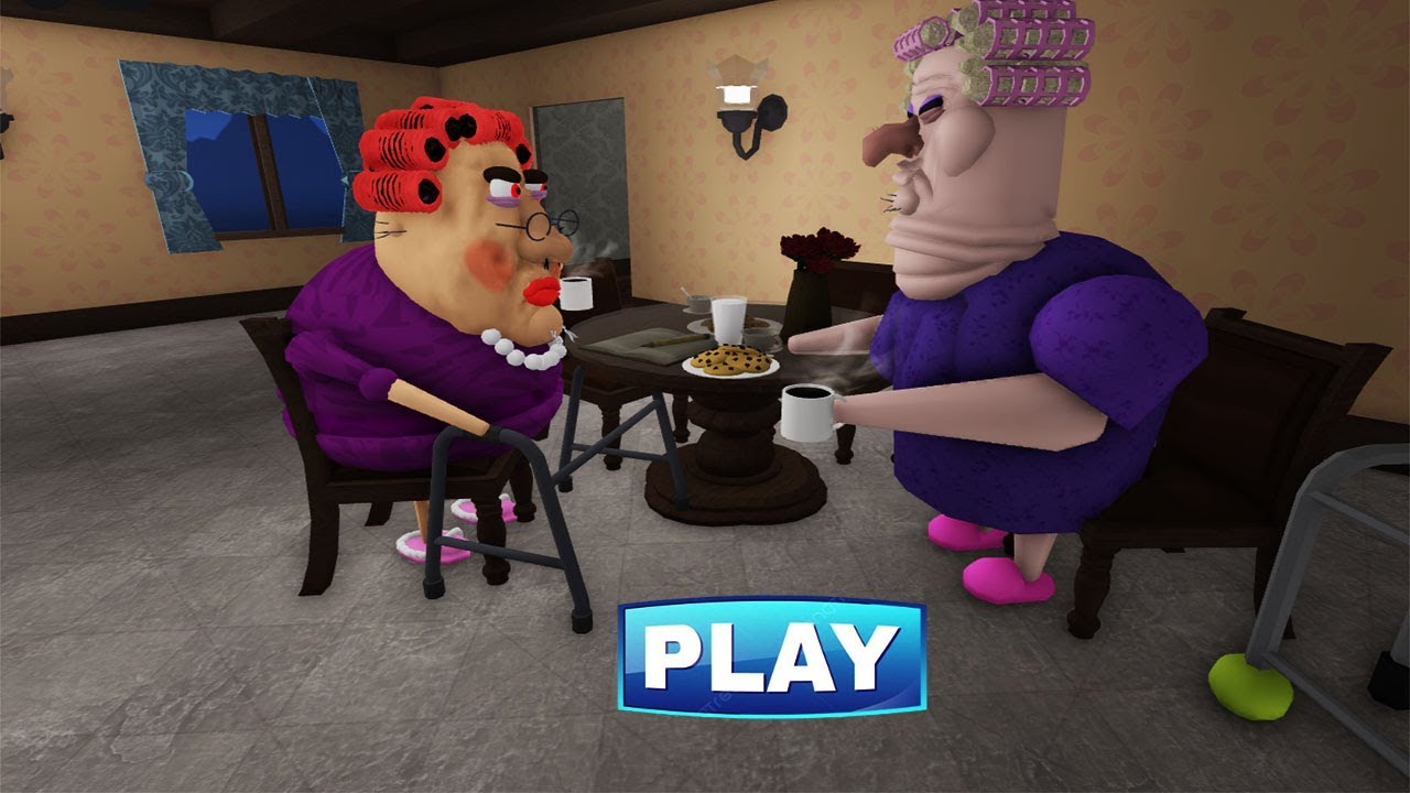 GRUMPY GRAN AND EVIL GRANDMA DRINK AND EAT COFFEE AND COOKIES !! Walkthrough gameplay #roblox