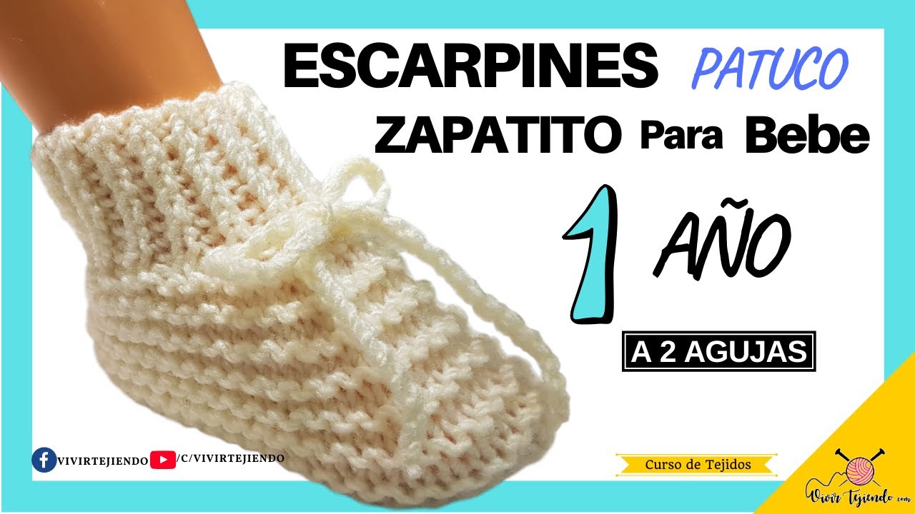 🧶 Diseño Moda Escarpines a 2 AGUJAS – Tejiendo Paso a Paso Zapatito 👶 Bebé con Pasador