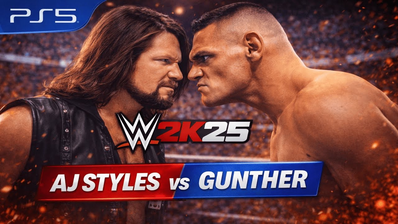 Gunther vs AJ Styles RoyalRumble full Match@WWE2K25 PS5 Gameplay #wwe #viral #shorts 4k60 BeastFight