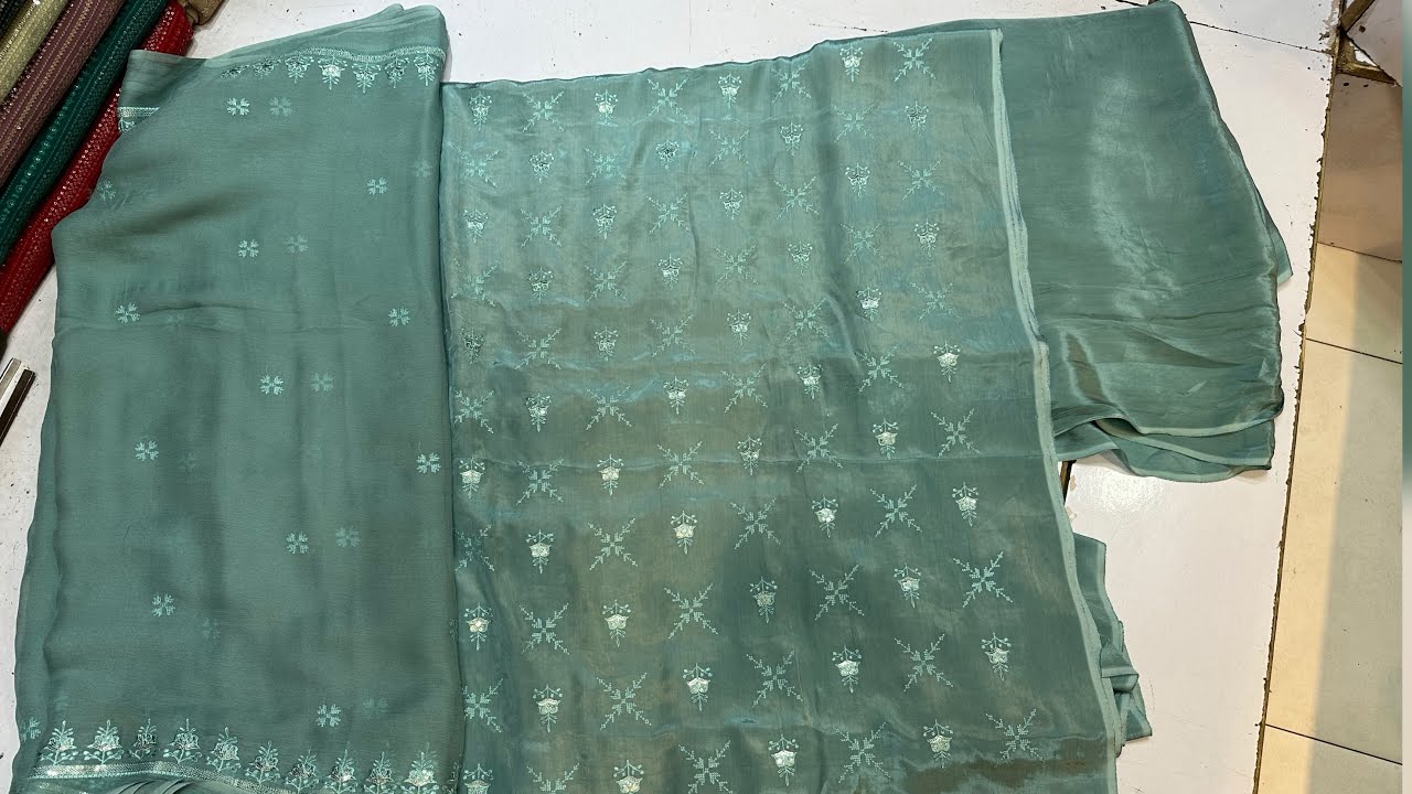 Russian silk fabrics : Thread & sequence Work | 3pcs Suit | 7Colours Available