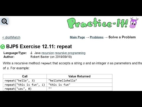 Java Practice It | Exercise 12.11: repeat | recursion, recursive ...