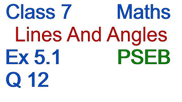 Q12 | Ex 5.1 | Class 7 | Chapter 5 | Lines And Angles | PSEB | Maths