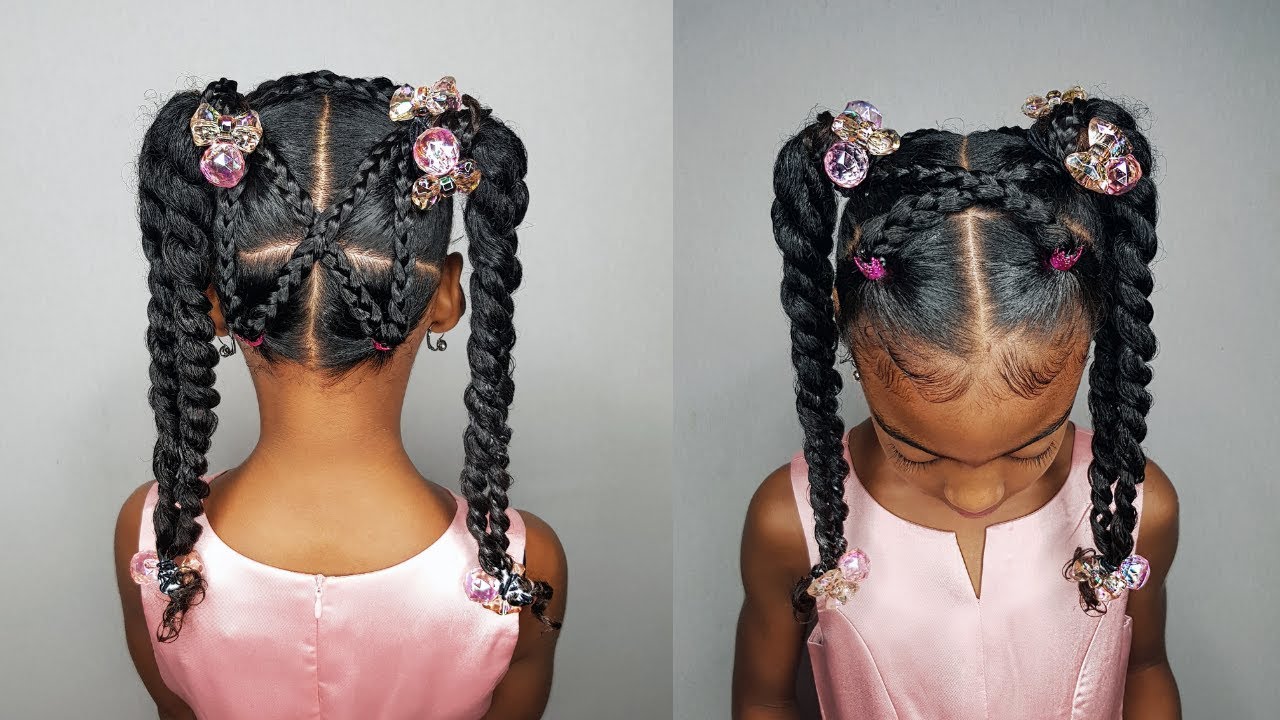 Twists & Braids Ponytails with Curls- Hairstyle for girls - YouTube