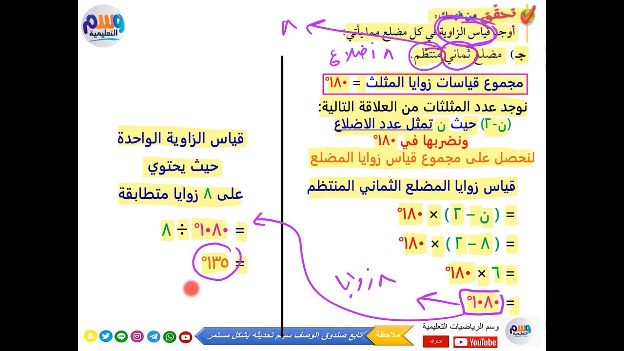 حل + شرح جميع مسائل | التبليط والمضلعات | اول متوسط الفصل الدراسي الثاني | جميع الدروس بالوصف👇