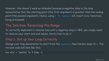 Mastering Excel VBA: How to Use Step -1 in a For Loop to Iterate in Reverse