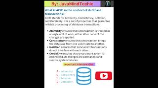 What is ACID in Database Transaction??|#databaseinterviewquestions