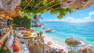 Happy Morning Jazz at Seaside Cafe Ambience ~ Soft Bossa Nova & Ocean Wave Sounds for Study, Work