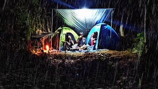 camping-di guyur hujan berkali kali,waktu di perjalanan dan sa,at mendirikan tenda-hujan deras-ASMR