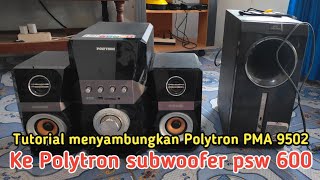 Cara menyambungkan Polytron PMA 9502 ke subwoofer Polytron psw 600