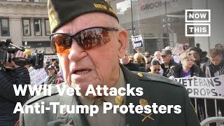WWII Veteran Attacks Anti-Trump Protesters at Parade | NowThis