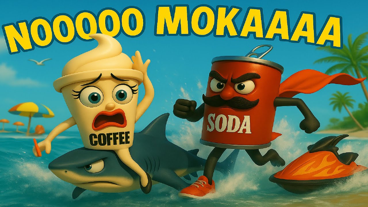Tralala vs Soda Man 🦈 | Brain Rot Beach Showdown | Moka and Mustachio