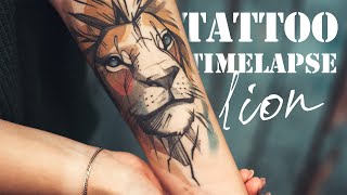 Watercolor Sttyle Tattoo - Lion (Coil & Rotary) - Timelapse