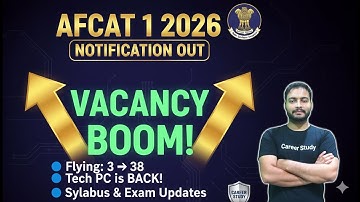 AFCAT 1 2026 Notification OUT! 🔥 | Detailed Syllabus, Exam Pattern Changes, Vacancy | Career Study