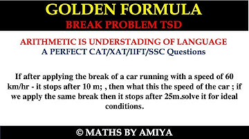 Golden Formula : Break Problem - PERFECT TSD QUESTION