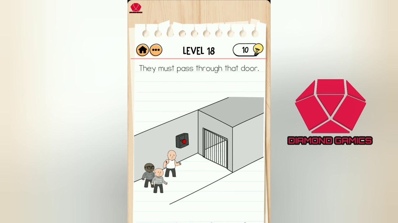 Brain Test 2 Prison Escape Level 18 They must pass through that door Answers