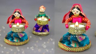 Diya stand making at home | Diwali decoration ideas | Diwali craft ideas | #diwali @PunekarSneha