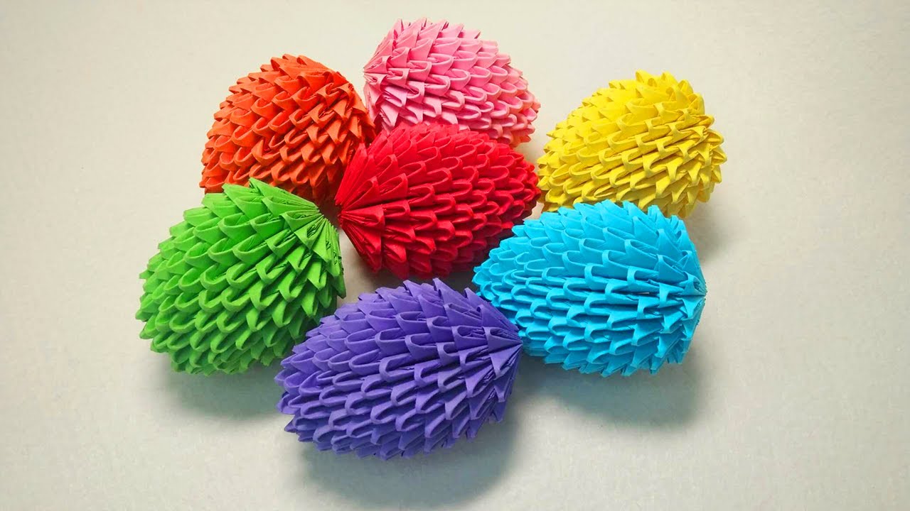 3d origami seven color eggs How to make 3d origami seven color eggs