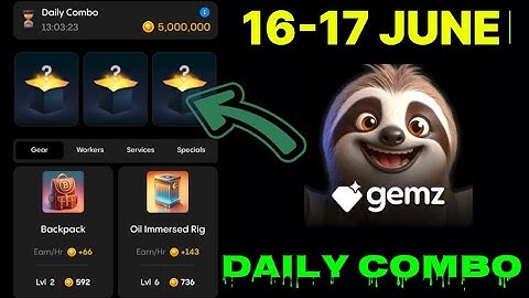 Gemz daily combo today 16 & 17 June | Gemz daily combo card | today Combo gemz | #gemz  #combo |