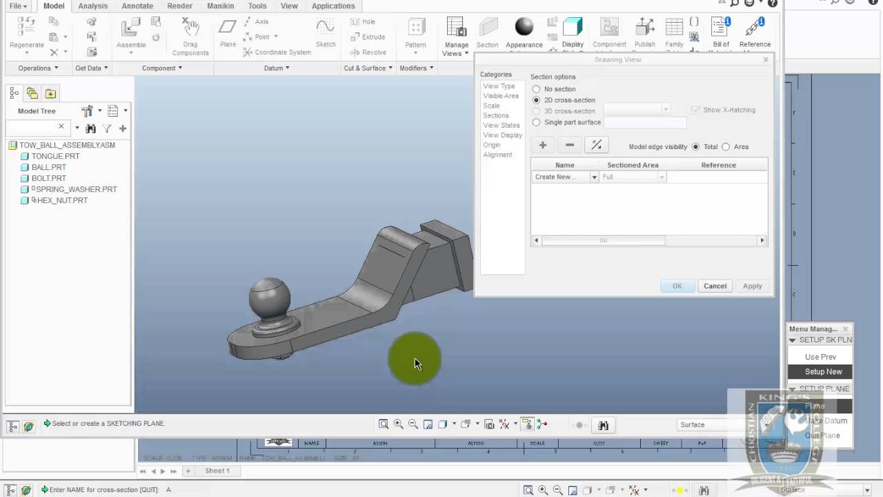 14 How to create a Half Sectional View of the tow ball assembly YouTube