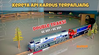 TRAKSI GANDA LOKOMOTIF CC 201 KARDUS | Tarik Semua Gerbong? | Miniatur Kereta Api Kardus