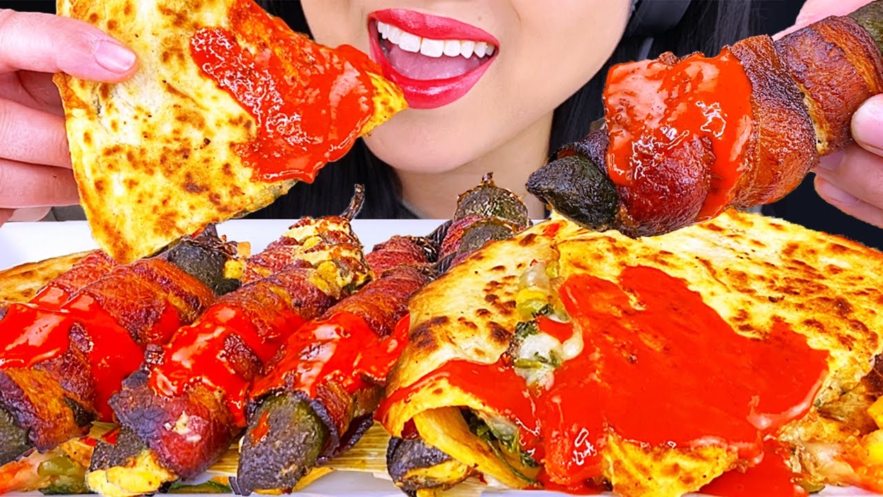 ASMR JALAPEÑO POPPERS & CHEESY QUESADILLA (MUKBANG) ASMR Phan