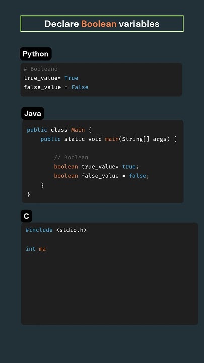 Declaring Boolean Value in Python, Java and C - YouTube