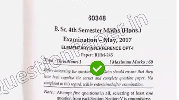 2017 Mdu BSc Maths Hons 4th Sem Elementry & Interference Question Paper mp4