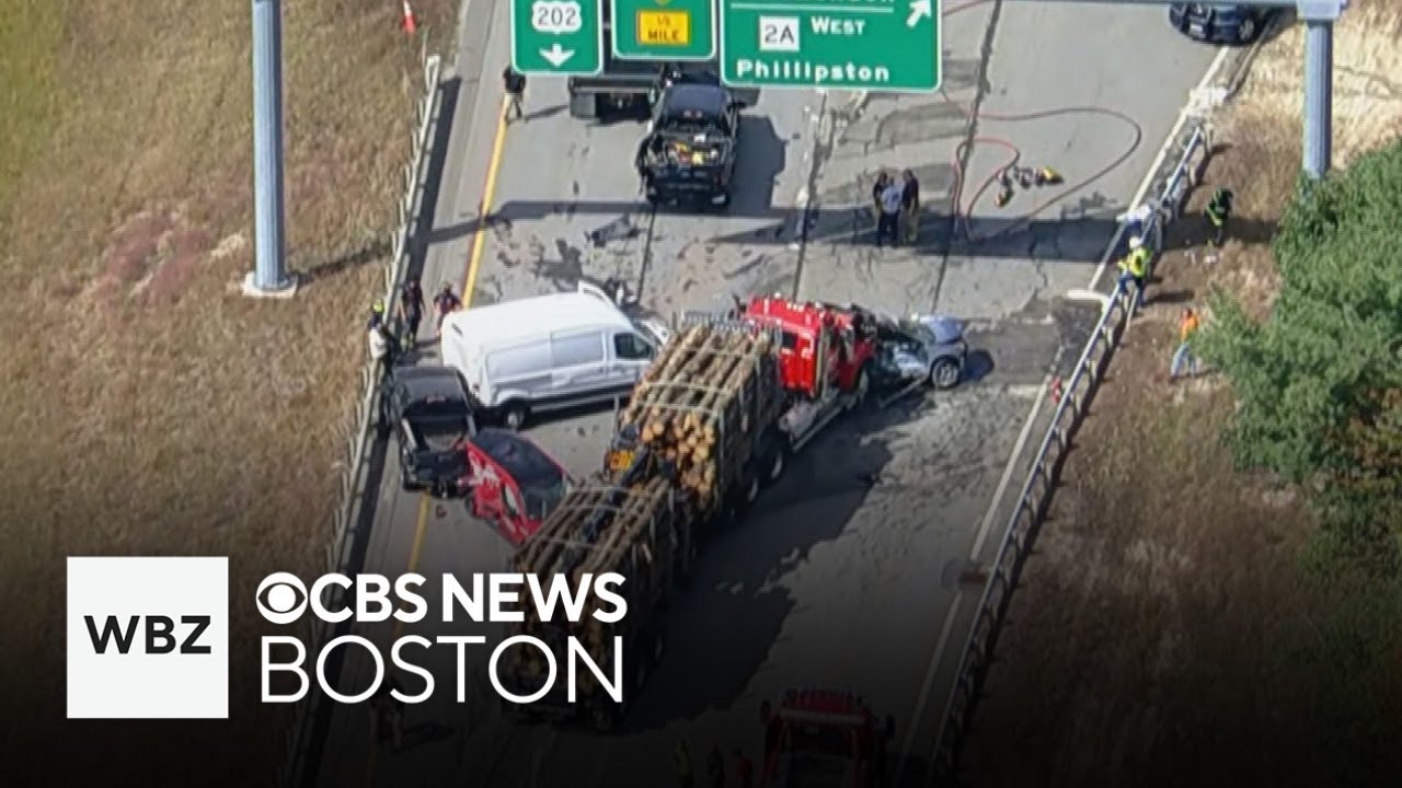 Logging truck involved in multi-car crash on Massachusetts highway