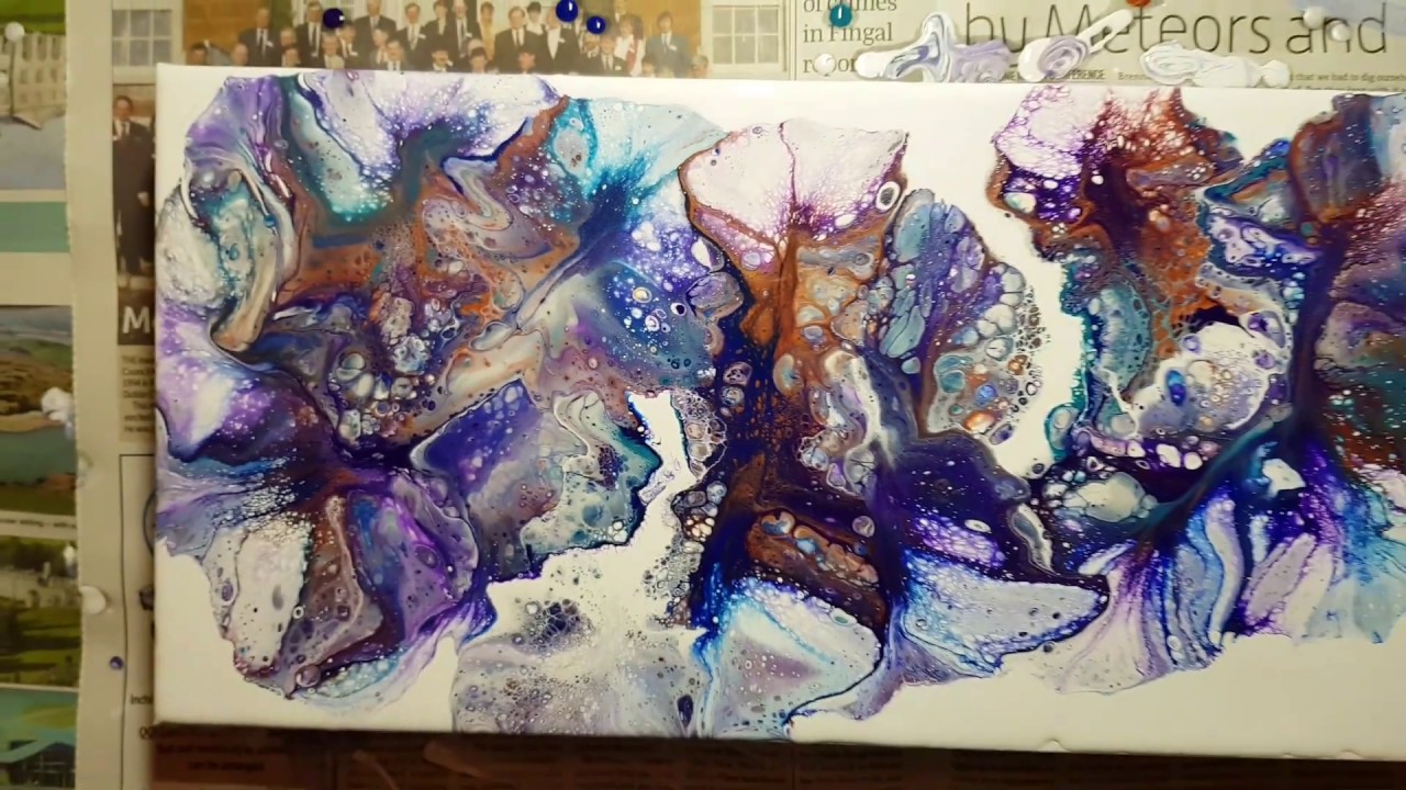 Fluid Art l PAINT BLOWING 3 Puddles l Acrylic Pouring Techniques - YouTube