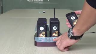 TIVDIO T-113 Restaurant Pager Wireless Paging Queuing System 1 transmitter+16 Call Coaster Pagers
