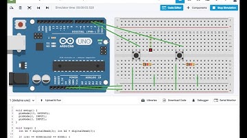 Arduino - LED lights when both push buttons are pressed.