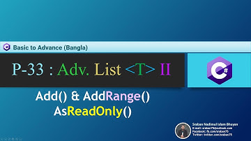 Part-33. C# B-A Tutorial (Bangla). Adv. List (Add, AddRange, AsReadOnly)