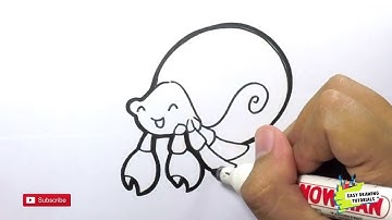 How to Draw Easy Hermit Crab | Easy Drawing | Drawing tutorial