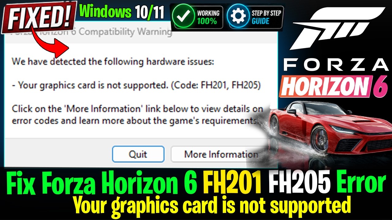 Fix Forza Horizon 6 Your graphics card is not supported | Code FH201 ...