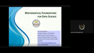 Mathematical Foundations for Data Sciences 1_Five Days FDP on DS (10/08/2021, Session1)