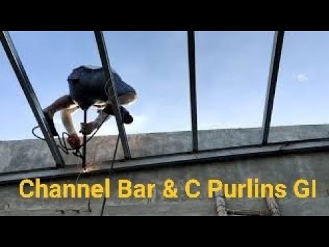 Steel trusses, channel bar c purlins. Natapos din (Day 75)