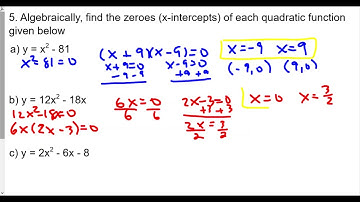 Algebra 2 Quadratic Functions Lesson 5 Zero Product Law HW Review Part 4