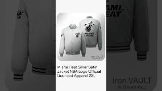 Miami Heat Silver Satin Jacket NBA Logo Official Licensed Apparel 2XL