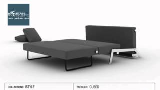 Innovation USA Cubed Deluxe Sofa Bed in Black Leather Textile at ba-stores.com