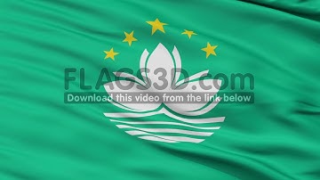 Close Up Waving National Flag of Macau
