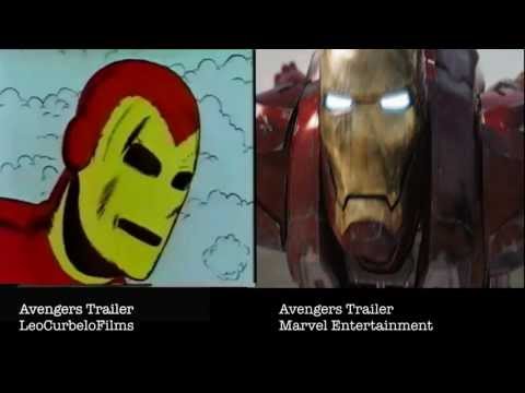 Animated and Actual Avengers Trailer Side by Side