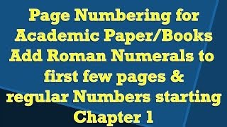 Page Numbering - For Academic Papers and Books