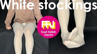 Cute Japanese girl and white stocking: Foot Fetish #1