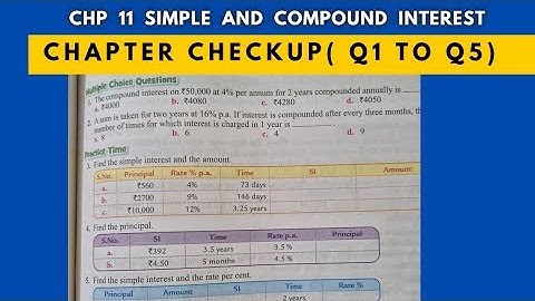 Chapter Check Up ( Q1 to Q5) Chp 11 Simple and Compound Interest. Class 8. Oxford Mathematics