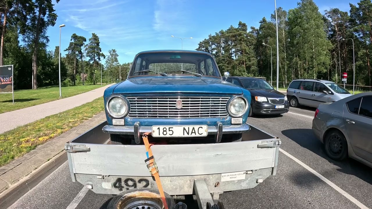 Перевозка Жигули Копейки на прицепе (GoPro на багажнике) #эстония #automobile #history #жигули #ваз