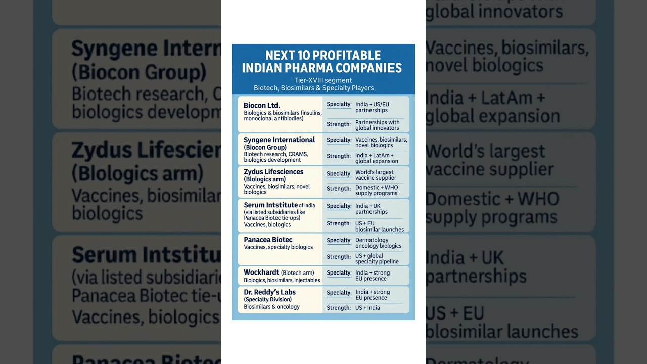 «Следующие крупные фармацевтические гиганты Индии: 10 самых прибыльных биотехнологических и биоан...