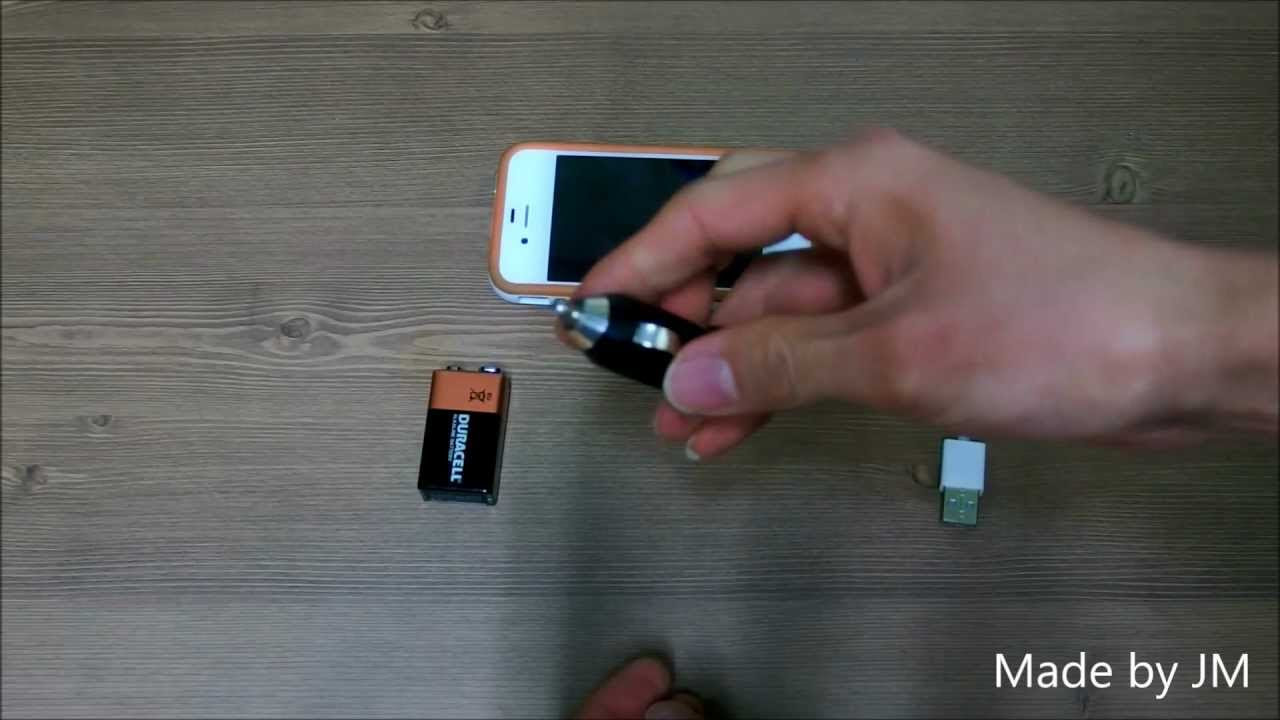 How to make a 9V battery powered Iphone charger (makeshift Iphone charger)