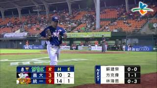 20130925 CPBL 犀牛VS獅 8下 吊中李育儒,讓義大在這半局三上三下