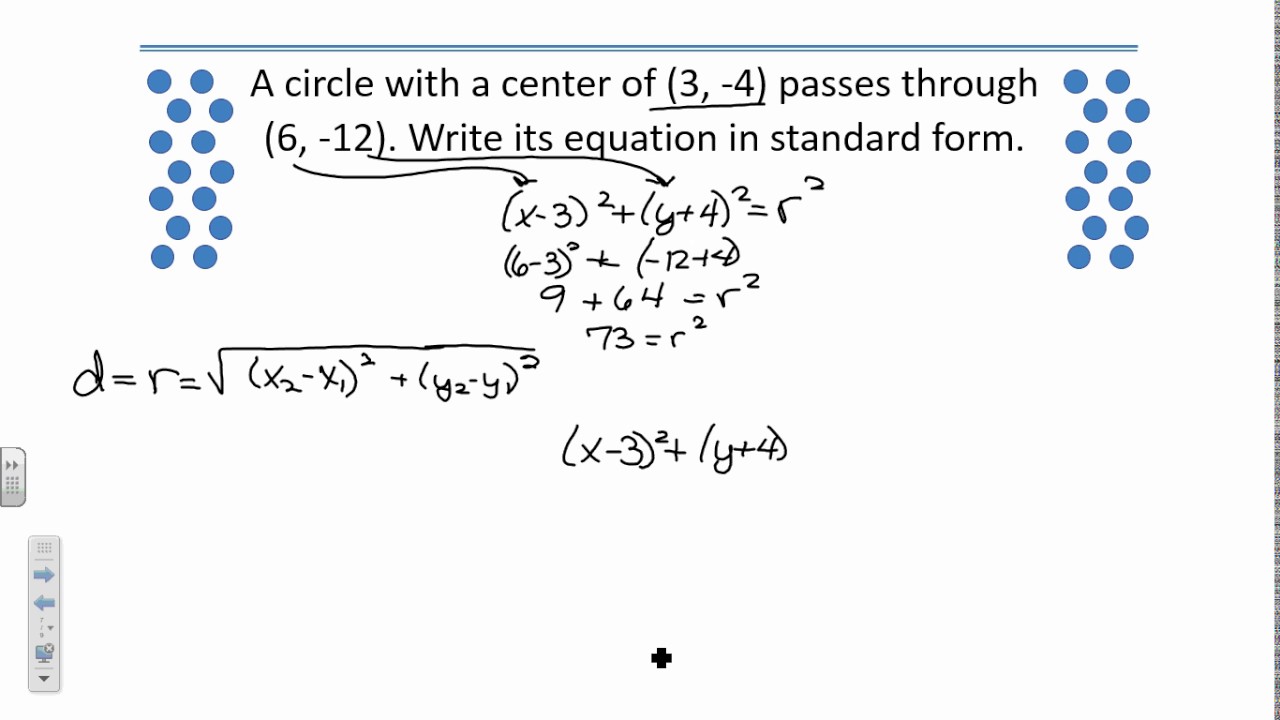 Worksheets Equations Of Circles Worksheet equation of circle in standard form image collections choice example ideas equations circles youtube equations