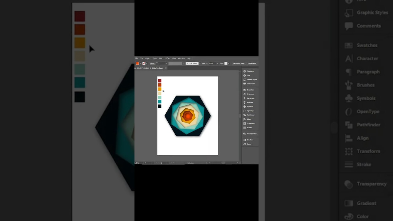 Modern Geometric Hexagon Art | Color Theory & Illustrator Vector Design